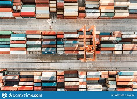 Aerial View Of Shipping Container Port Terminal Colourful Pattern Of