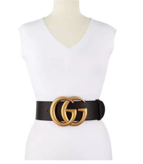 Gucci Wide Leather Waist Belt W Oversized Gg Buckle Fashion Style