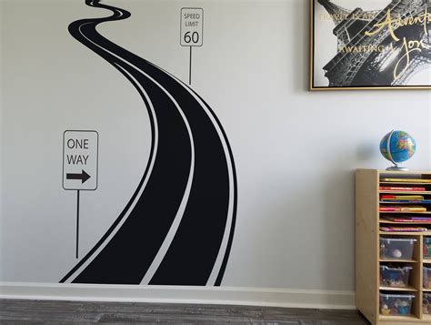 Road Sign Wall Decal Sticker Speed Limit Decal Tire Track Etsy Uk