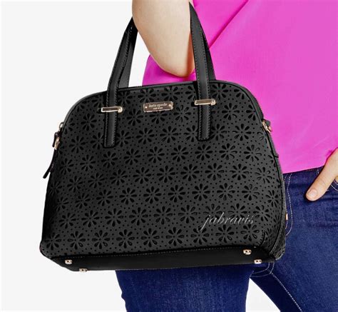 Kate Spade Black Cedar Street Perforated Leather Maise Satchel Handbag