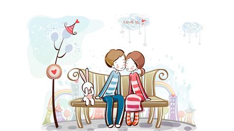 Free Cute Cartoon Love Couple Wallpaper Download Free