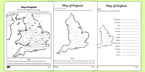 Your home for printable activities and worksheets! Locating English Cities on a Map Differentiated Worksheet