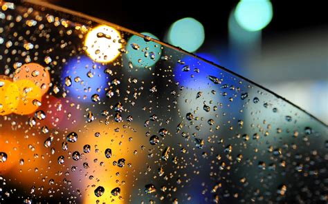 Bokeh Lights Glass Car Drops Water Rain Wallpaper 1920x1200 78607