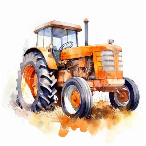 Premium Ai Image There Is A Watercolor Painting Of A Tractor On A