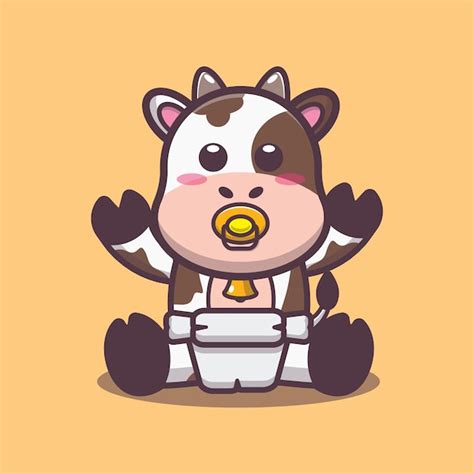 Premium Vector Cute Baby Cow Cartoon Vector Illustration
