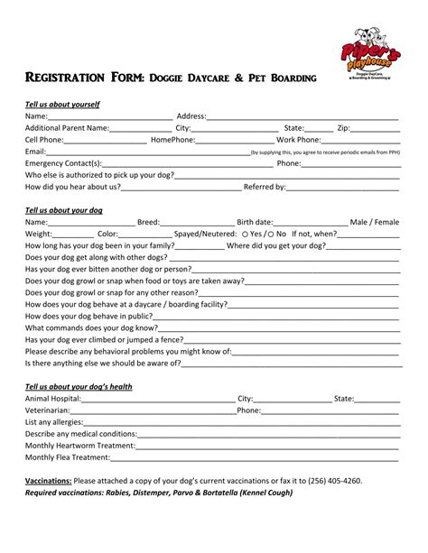 Editable Free 11 Daycare Registration Forms In Pdf Ms Word Pet Boarding