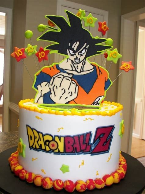 Dragon ball z party with a goku inspire cake, a dessert table with balloons, candies packaged & embellished with stars in orange and blue! Sun Goku Dragon Ball Z Birthday Cake - Happy Birthday Cake ...