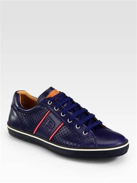 Bally Olbia Perforated Leather Sneaker In Blue For Men Lyst