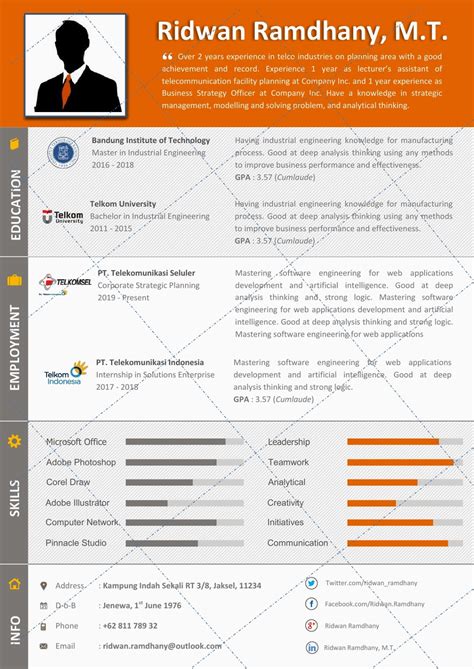 2.2 cara membuat resume lamaran kerja. Desain CV Kreatif: Rivela - Contoh CV Teknik Industri