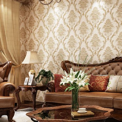 Home Decor Wallpaper 3d Luxury Damask Non Woven Wallpapers Vertical