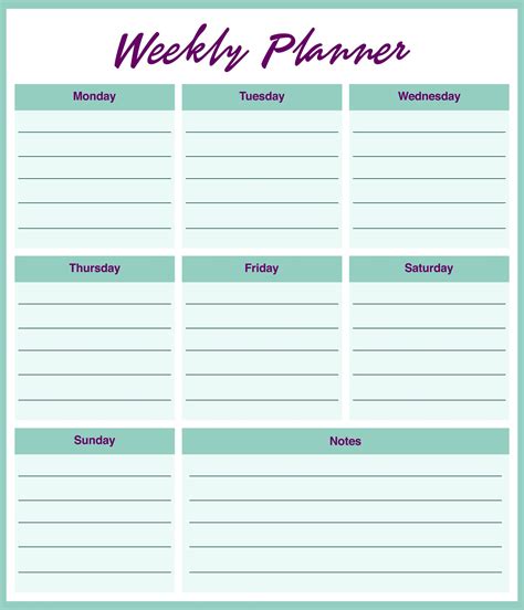 10 Awesome Printable Weekly Planner To Do List