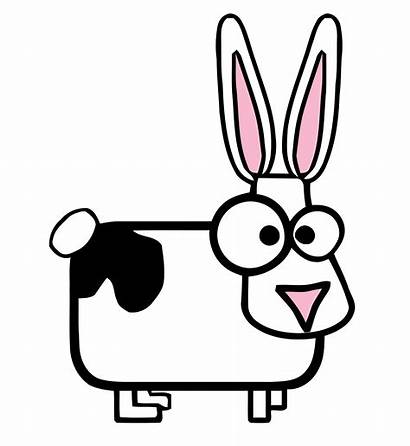 Bunny Cartoon Cow Clipart Silly Vector 1459