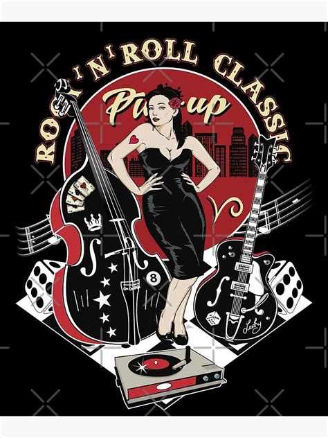 rockabilly pin up girl 1950s sock hop party 50s 60s rock and roll poster for sale by