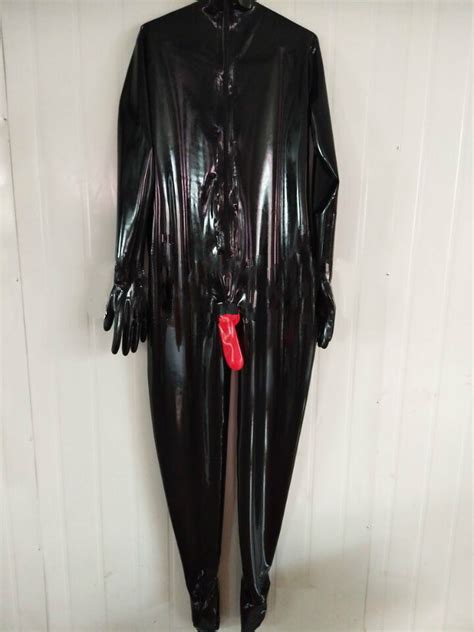 Latex Suit Rubber Cool Catsuit Black And Red Suit Party Bodysuit Size