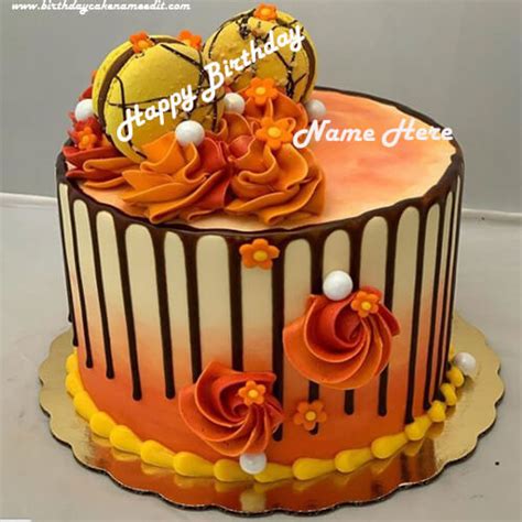 Colourful Flower Happy Birthday Cake With Name Edit