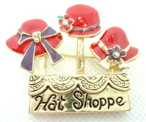 Red Hat Society Whistles Red Hats Gold Enamel Vintage Brooches