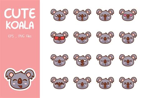 Cute Koala Emoticon Logo Design Vintage Retro Emoticon