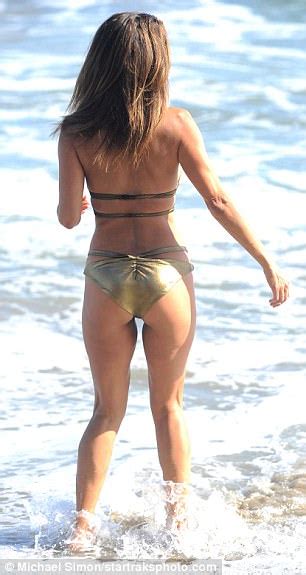 Brooke Burke Charvet Sports Metallic Bikini In Malibu Daily Mail Online