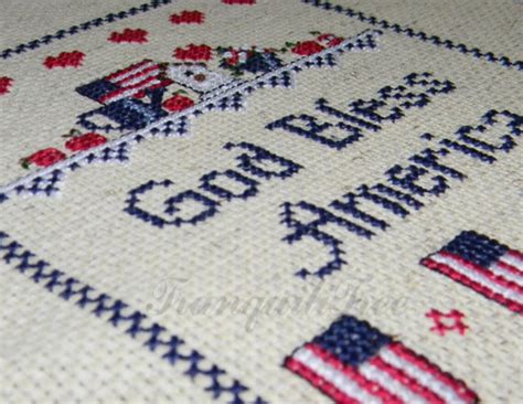 God Bless America Counted Cross Stitch Sampler Instant Pattern Etsy