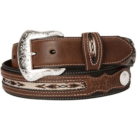 Black/Brown Western Design & Silver Conchos Nocona Leather Belt - Pard's Western Shop Inc.