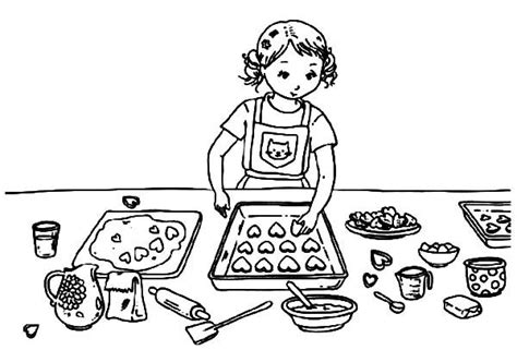 Fun and easy christmas season coloring pages for learning, free coloring pages for ages prek thru grade3. Valentines Day Baking Cookies Coloring Pages | Best Place ...