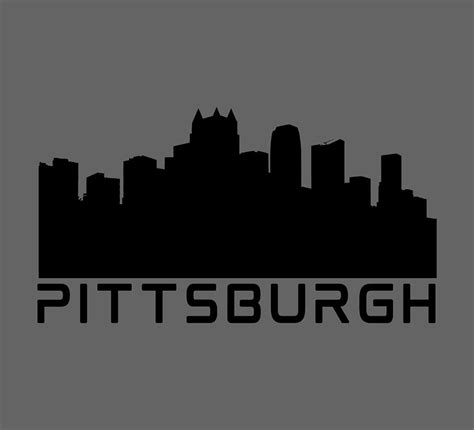 Pittsburgh City Skyline Retro Steel Gray Print Digital Art By Aaron