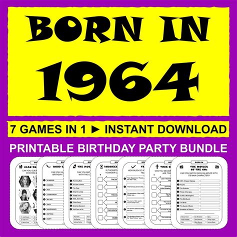 60th birthday games born in 1964 game bundle party activities men women 60 years him her 1964