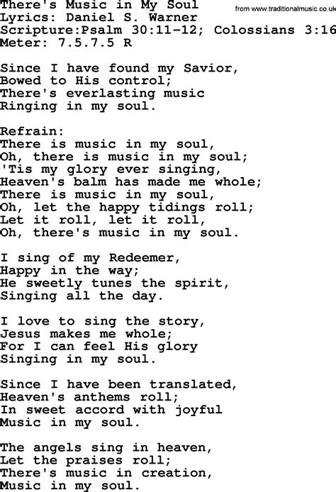 Good Old Hymns Theres Music In My Soul Lyrics Sheetmusic Midi