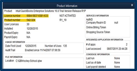 Find Quickbooks Product Number License Version And Release
