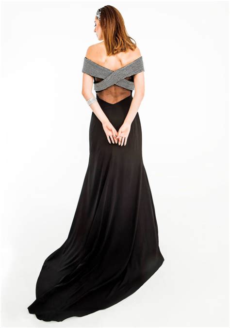 Buy Designer Black Criss Cross Metallic Long Dress For Women Online