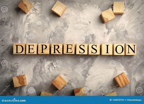 Wooden Cubes With Word Depression On Grunge Background Stock Image
