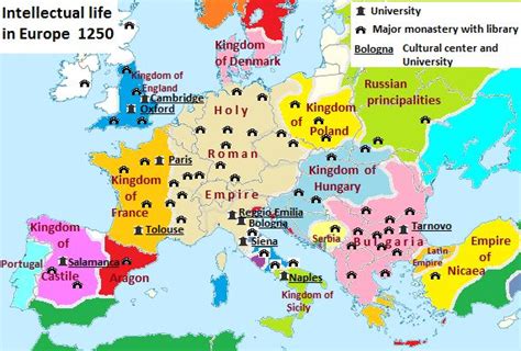 Cultural Map Of Europe In 1250 Based On World Atlas Berlin 2011