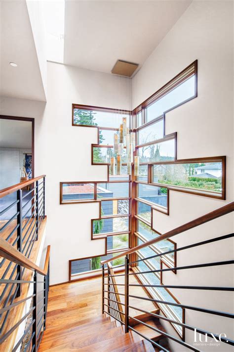 Contemporary Cream Stair Tower With Windows Luxe Interiors Design
