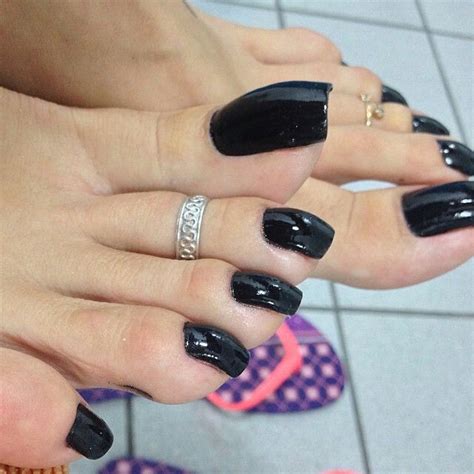 Black Is Black Long Toenails Toe Nails Cute Toe Nails