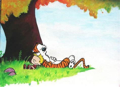 Calvin And Hobbes Autumn Nap Acrylic Painting By Carverstreetstudio 59