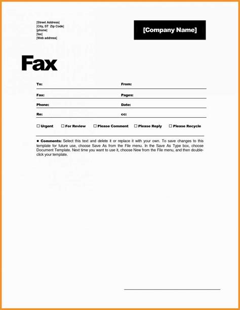 Fax Cover Sheet Template Word 2010