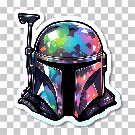 Colorful Boba Fett Helmet Sticker Star Wars Icon Png Sticker