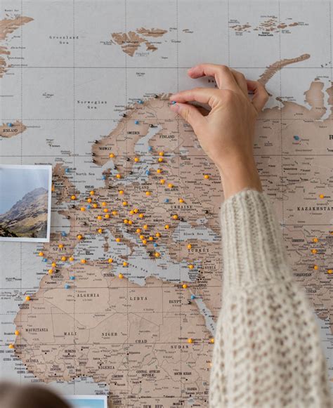 Personalized World Travel Map Personalized Push Pin Map Detailed