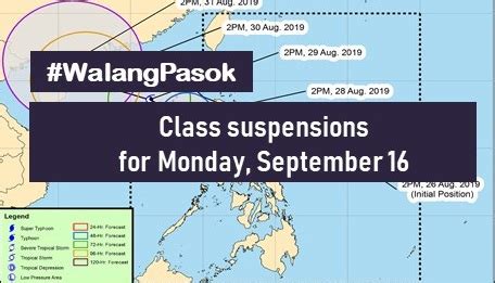 WalangPasok Class Suspensions For Monday September 16 2019