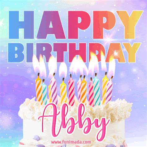 Animated Happy Birthday Cake With Name Abby And Burning Candles