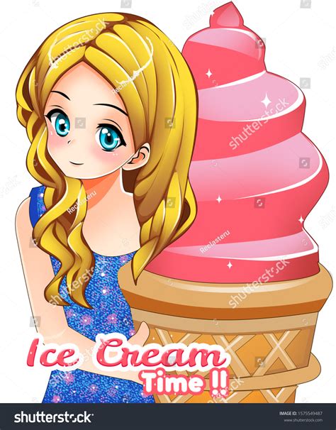 Cute Cartoon Anime Girl Ice Cream ภาพประกอบสต็อก 1575549487 Shutterstock