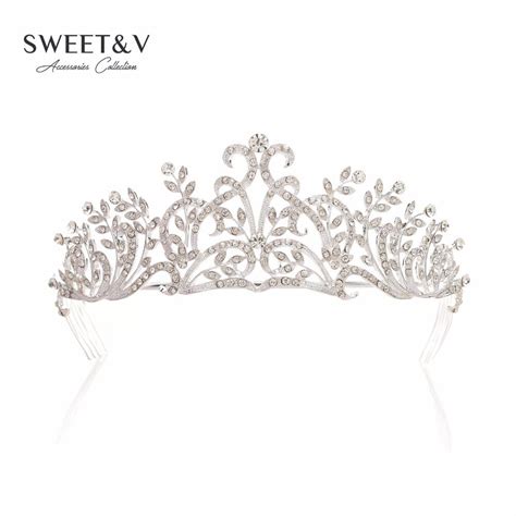 Elegant Crystal Tiara For Women Rhinestone Princess Crown With Combs