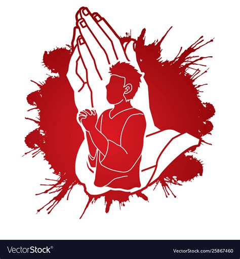 Man Praying To God Prayer Cartoon Graphic Vector Image