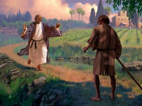 Father Runs To Embrace Son In Jesus Illustration Of The Prodigal Son