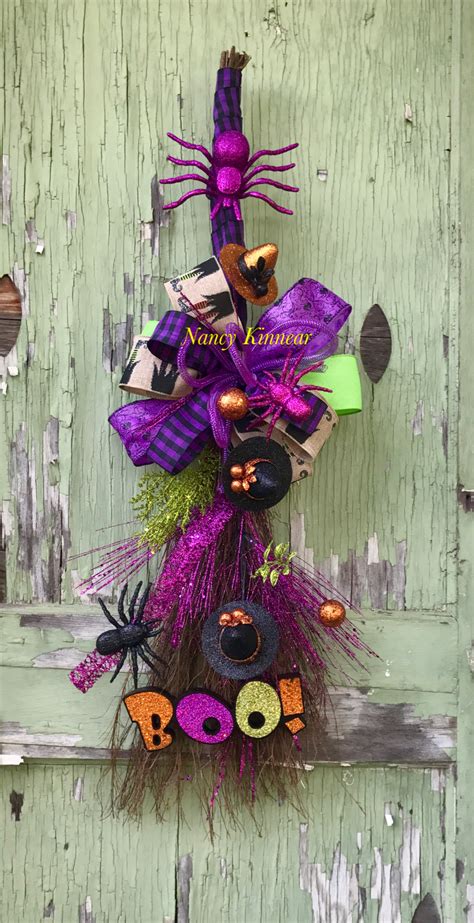 Pin By Nancy Kinnear On Broom Wreath Halloween Decorations To Make