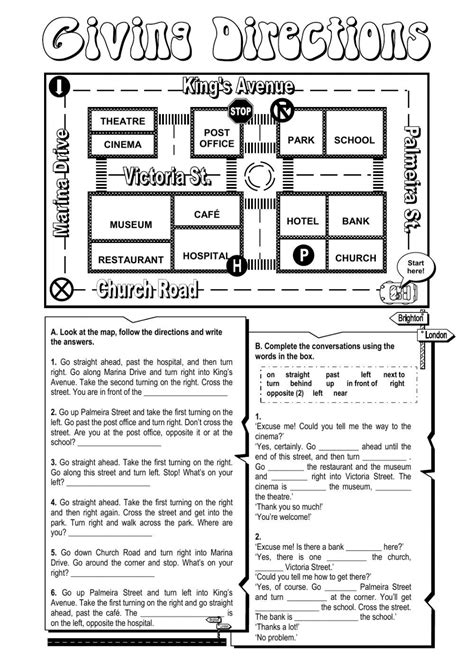 giving directions interactive  downloadable worksheet