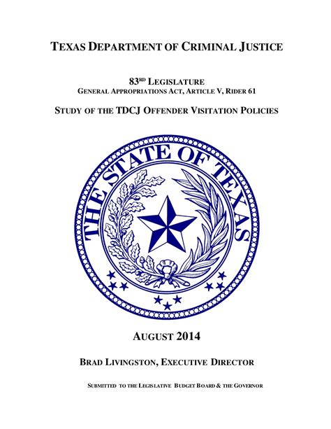 Study of the TDCJ Offender Visitation Policies - The Portal to Texas