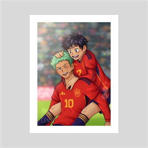 Luffy And Zoro Football Players An Art Print By Elena Inprnt