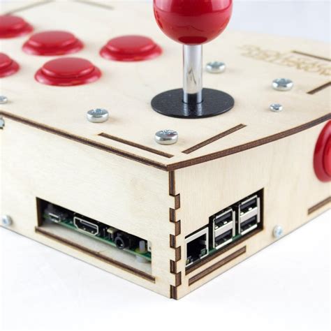 Plywood Deluxe Arcade Controller Kit For Raspberry Pi Cherry Red