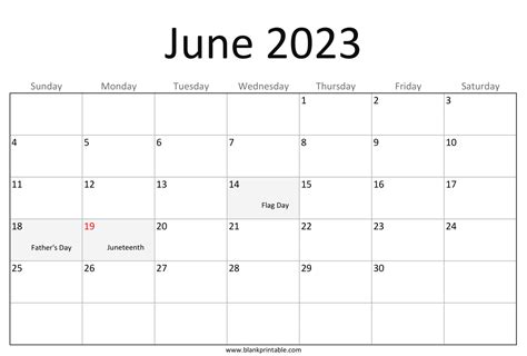 June 2023 Calendar Printable Monday Start Usa Holidays And Observances